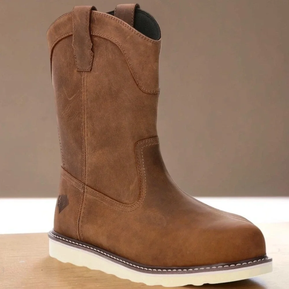 Herman Survivors Rift Mens 13 Brown Leather Steel Toe Pull On Work Boots New NWT